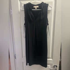 Michael Kors Black Sleeveless Midi Dress with V-Neck